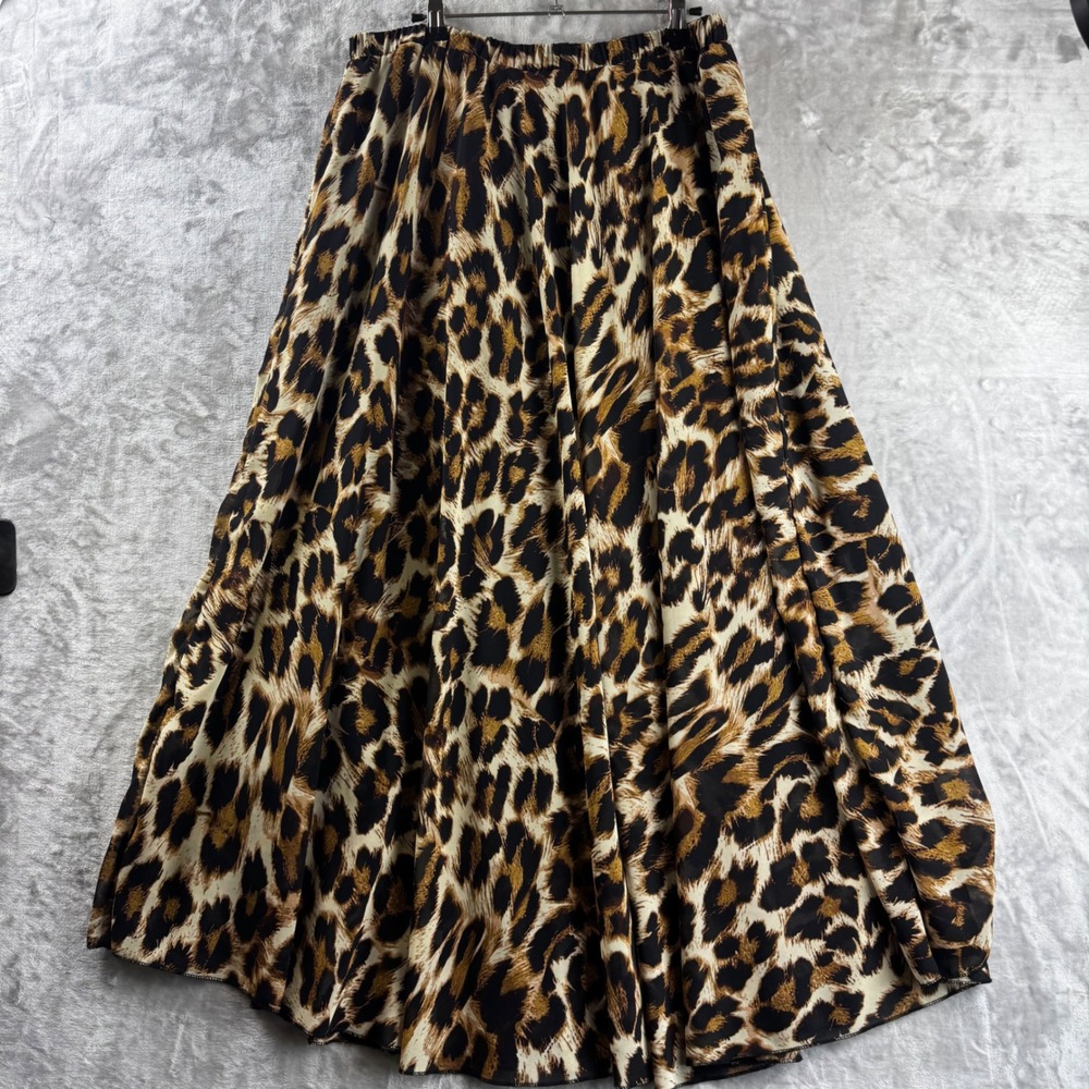 Unbranded Leopard Print Maxi Skirt Women XXL Brown Animal Flowy Elastic (1873) - Picture 6 of 9